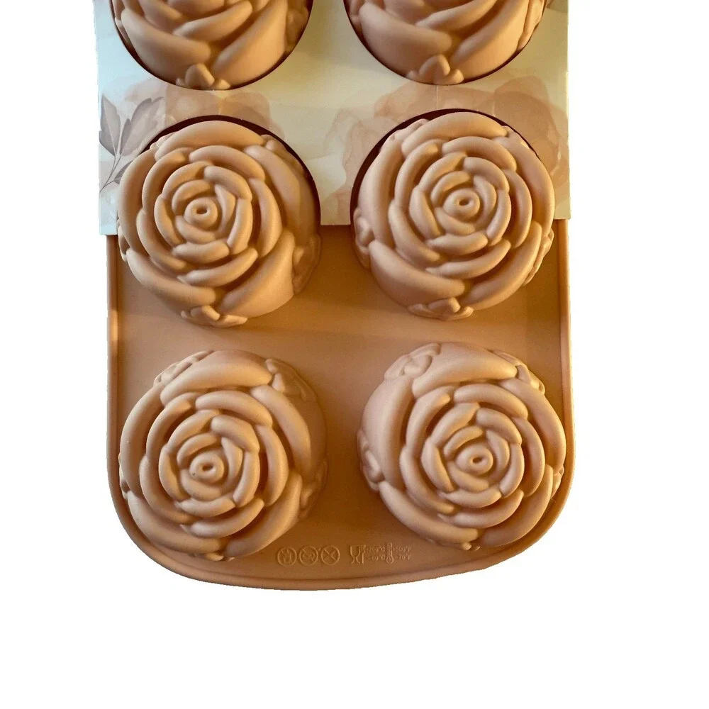 CWC Silicone Rose Flower Mold for Handmade Soap Jelly Chocolate Cakes Set of 2